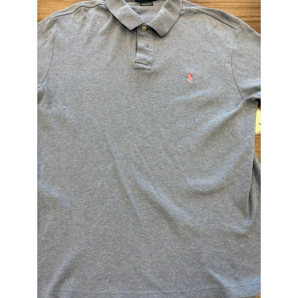 Polo‎ Ralph Lauren Custom Fit Polo Shirt Blue Short Sleeve Men's Large